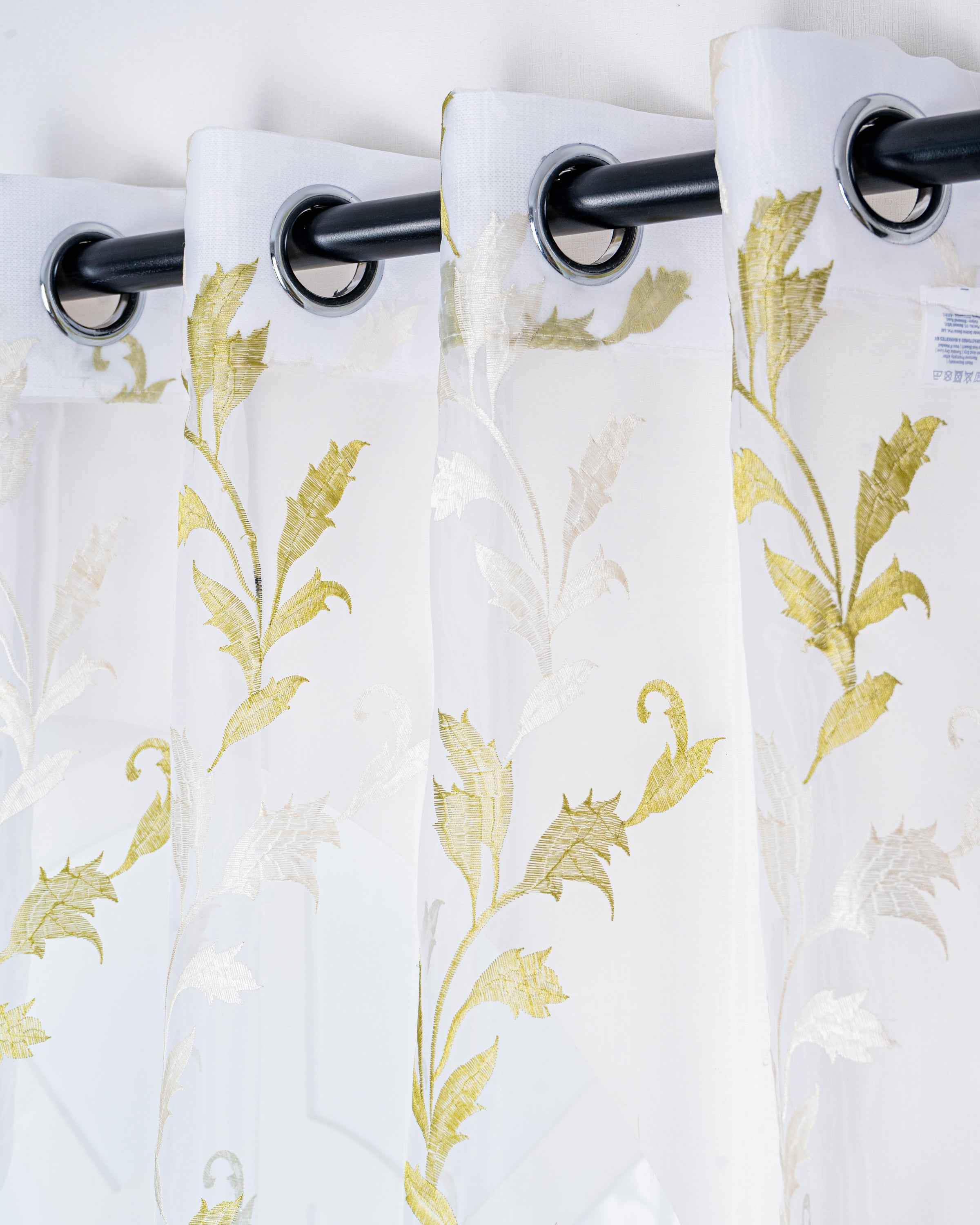 Parda online Premium Leaf Design Embroidery Tissue Curtain with Soft & Durable Fabric