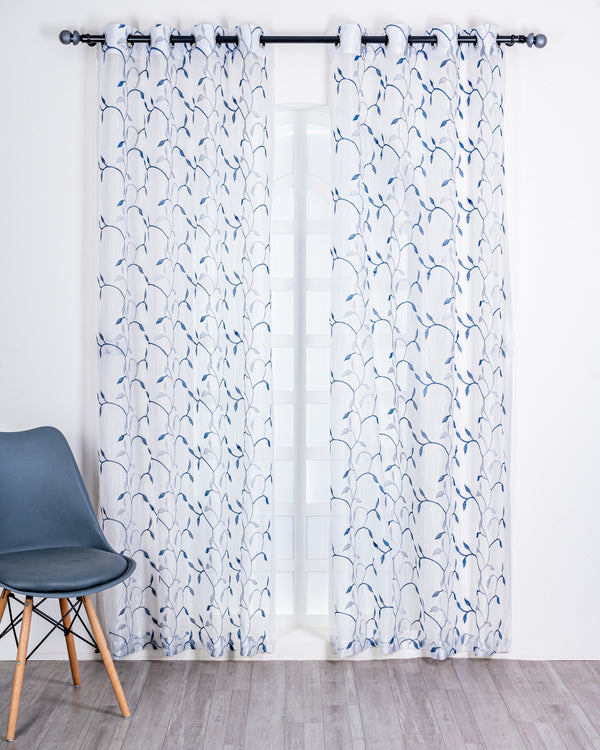 Parda online Premium Floral Design Embroidery Tissue Fabric Curtain with Soft & Durable