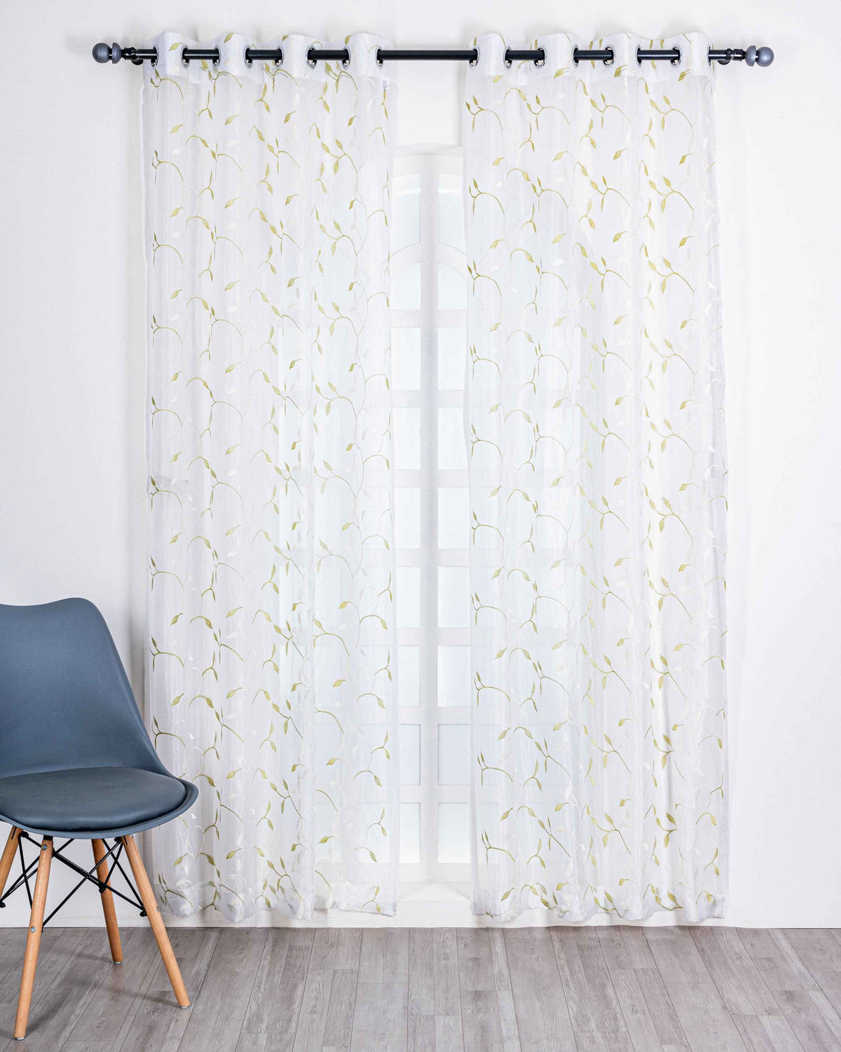 Parda online Premium Floral Design Embroidery Tissue Fabric Curtain with Soft & Durable