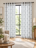 Flow Grey Leaf Printed Curtain Collection