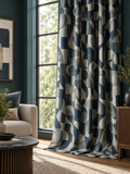 Krypton Navy Abstract Geometric Curtain Collection
