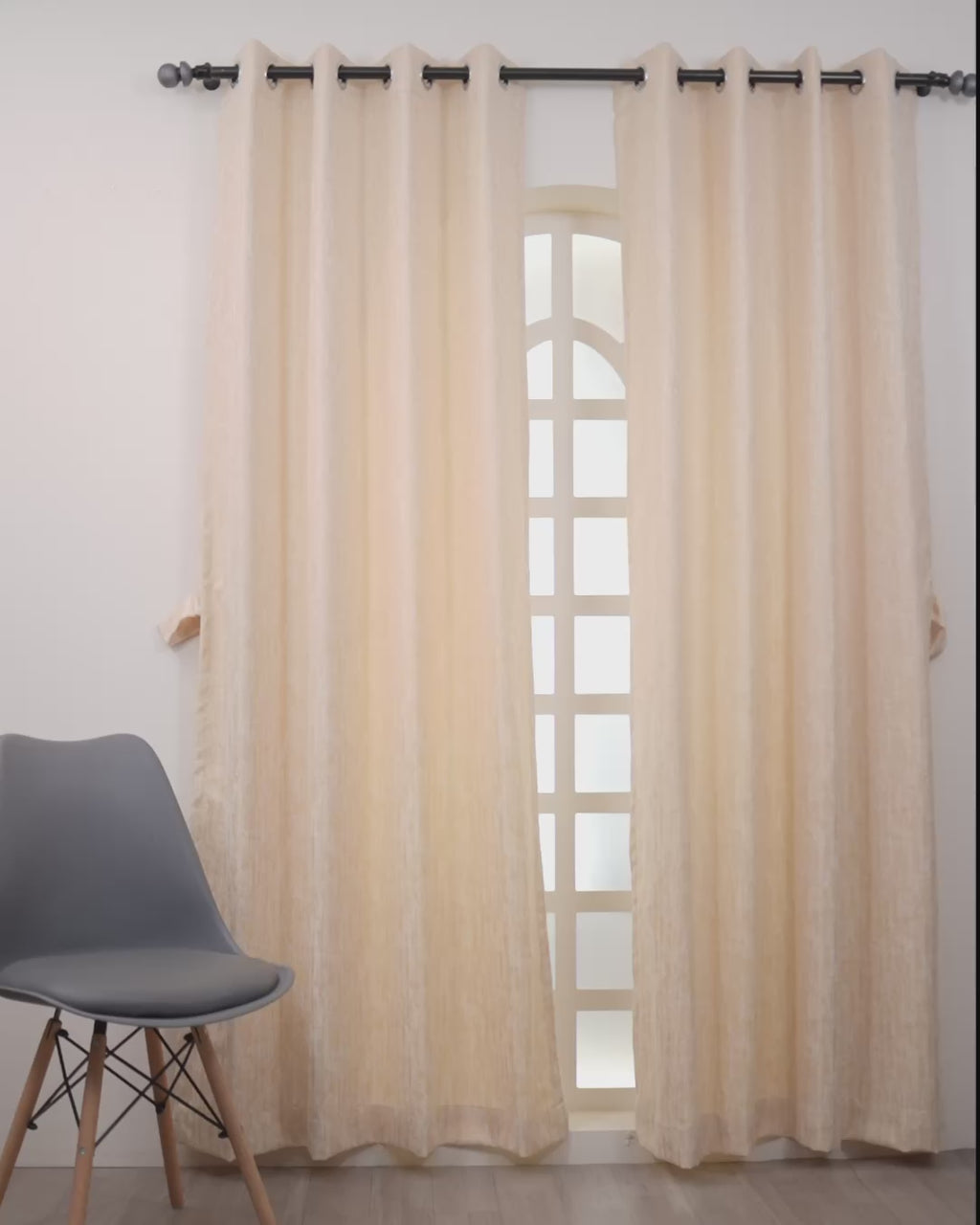 Parda Online Premium Window Curtains Lisbon Collection Soft Touch Jacquard Fabric Eyelet Top Elegant Textured Look for Living Room & Bedroom (Single Piece) .